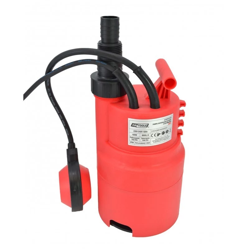 AWTOOLS AW85000 Povandeninis siurblys 250W 5000L/h 6m pakėlimo aukštis IPX8 Automatinis plūdės jungiklis Švariam vandeniui