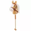 LEAN TOYS Hobby Horse lazdelė su žirgo galva, su šuoliavimo ir žvengimo garsais, smėlio spalvos, 100 cm