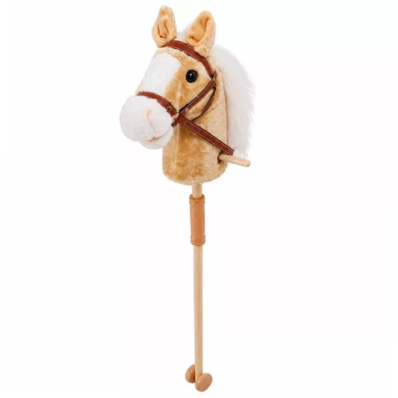 LEAN TOYS Hobby Horse lazdelė su žirgo galva, su šuoliavimo ir žvengimo garsais, smėlio spalvos, 100 cm