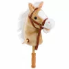 LEAN TOYS Hobby Horse lazdelė su žirgo galva, su šuoliavimo ir žvengimo garsais, smėlio spalvos, 100 cm