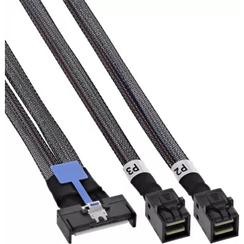 InLine® MCIO x8 į 2x MiniSAS-HD SFF-8643 laidas, 0,5 m, juodas
