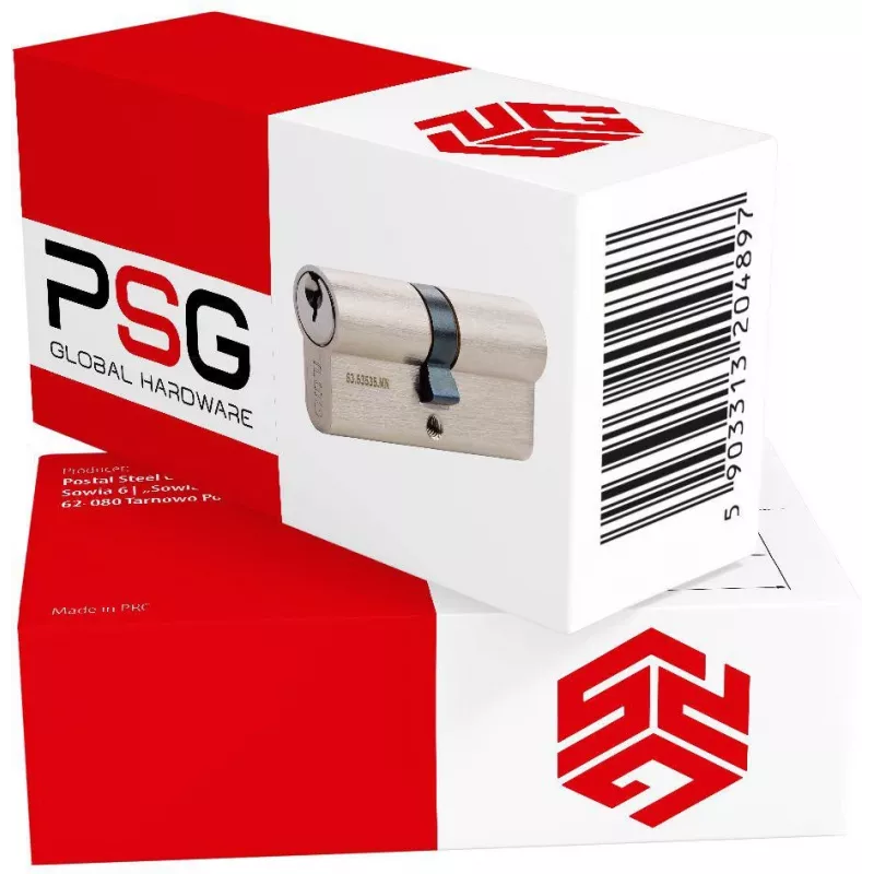 PSG 63.63535.MN Euro profilio dvigubo cilindro spyna 35/35 satino nikelio