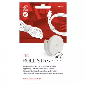 LABEL THE CABLE LTC PRO ritininis dirželis, dvipusis lipnusis užsegimas, 25 m baltas