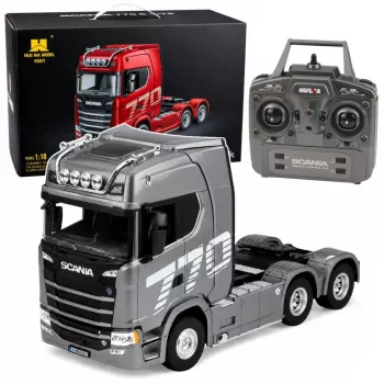 HUINA 32329 Scania 1:18 6 kanalų nuotolinio valdymo vilkikas pilkas sidabrinis
