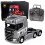 HUINA 32329 Scania 1:18 6 kanalų nuotolinio valdymo vilkikas pilkas sidabrinis