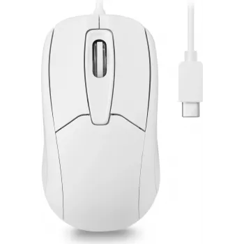 Perixx PERIMICE-209 C W laidinė USB-C optinė pelė, 1000 DPI, 3 mygtukai, slinkties ratukas, abirankė, balta
