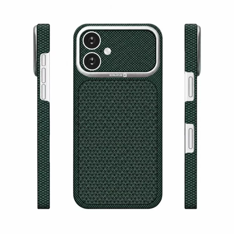 Evelatus Apple iPhone 17 Carbon Premium Edition MagSafe dėklas žalias