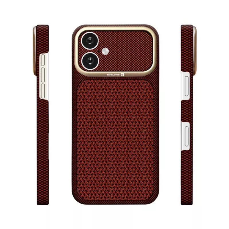 Evelatus Apple iPhone 17 Carbon Premium Edition MagSafe dėklas Burgundijos spalvos