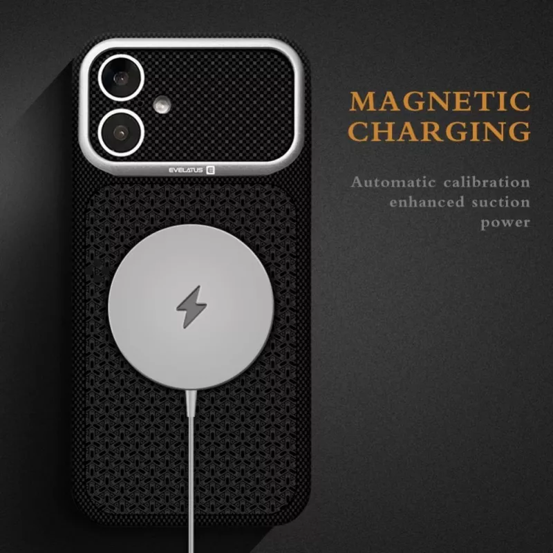 Evelatus Apple iPhone 17 Carbon Premium Edition MagSafe dėklas Burgundijos spalvos