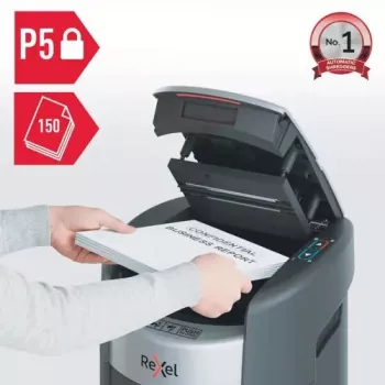 Rexel ShredMax AutoFeed+ 150M P-5 skersinio pjovimo dokumentų smulkintuvas, 150 lapų automatinis padavimas, 15 l talpa