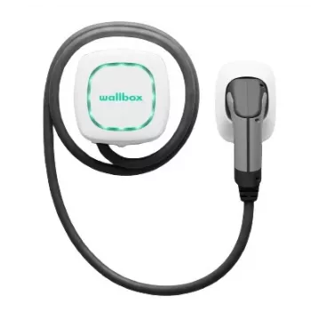 Wallbox Pulsar Plus 7,4 kW Type 2 elektromobilio įkrovimo stotelė, balta su 5m juodu kabeliu
