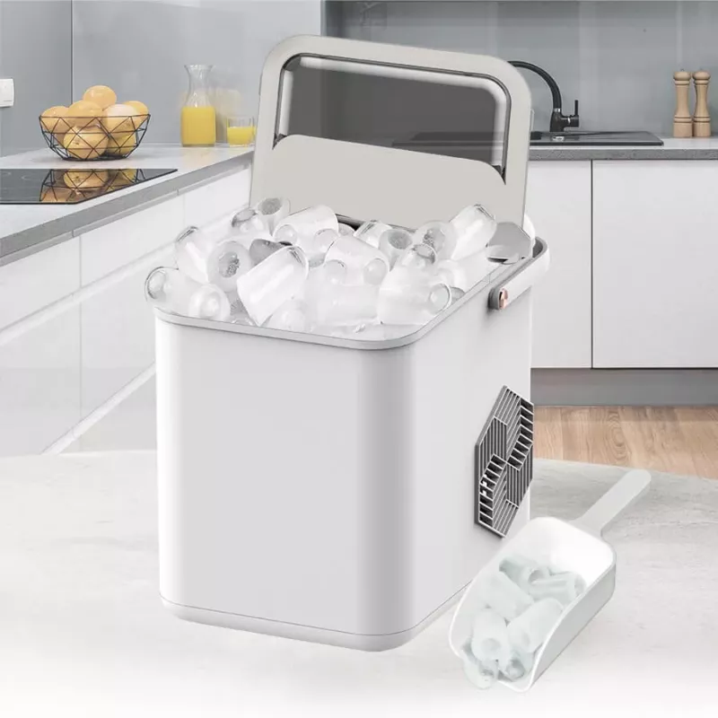 Maestro MR-821 ledo gaminimo aparatas 10-12 kg/24h, 2,2 L talpa, kulkų ledas, elektroninis valdymas, permatomas dangtis