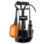 NEO TOOLS 04-736 Povandeninis purvinas vandens siurblys 1100W, 15000 L/h, 10 m pakėlimo aukštis, nerūdijantis plienas, plūdinis jungiklis