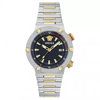 Versace V-Race vyriškas šveicariškas kvarcinis laikrodis VE8G00424 43mm nerūdijančio plieno juodas ciferblatas