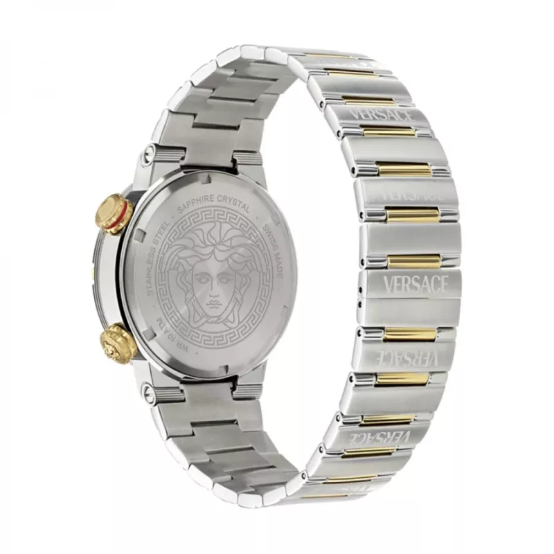 Versace V-Race vyriškas šveicariškas kvarcinis laikrodis VE8G00424 43mm nerūdijančio plieno juodas ciferblatas