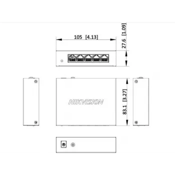 Hikvision DS-3E0505-O 5 prievadų gigabitinės „Desktop“ jungiklis
