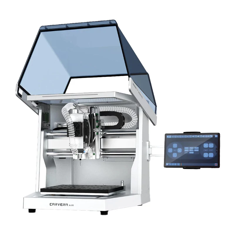 MAKERA AirDesCNC Carvera Air stalinis CNC frezavimo staklės, 3 ašių 400W bešepetinis velenas, 200x200x100mm darbinis plotas, visiškai uždaras, Wi-Fi ir USB-C