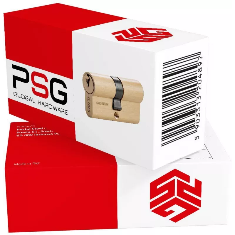 PSG 63.63030.MM žalvarinis euro profilio dvigubas cilindras 30/30 mm