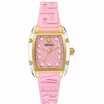 Versace moteriškas V-Circle šveicariškas kvarcinis laikrodis VE8K00224 - 38mm nerūdijančio plieno korpusas, juodas ciferblatas, juodas odinis dirželis