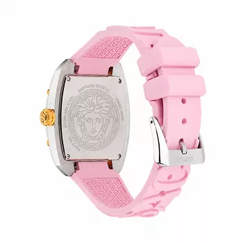 Versace moteriškas V-Circle šveicariškas kvarcinis laikrodis VE8K00224 - 38mm nerūdijančio plieno korpusas, juodas ciferblatas, juodas odinis dirželis