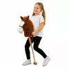 LEAN TOYS Hobby Horse žaislinis arkliukas su šuoliavimo ir žvengimo garsais, rudas, 100 cm