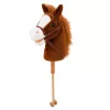 LEAN TOYS Hobby Horse žaislinis arkliukas su šuoliavimo ir žvengimo garsais, rudas, 100 cm