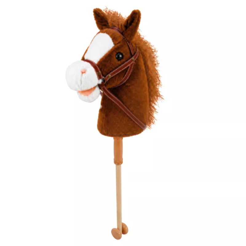 LEAN TOYS Hobby Horse žaislinis arkliukas su šuoliavimo ir žvengimo garsais, rudas, 100 cm