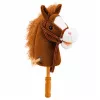 LEAN TOYS Hobby Horse žaislinis arkliukas su šuoliavimo ir žvengimo garsais, rudas, 100 cm