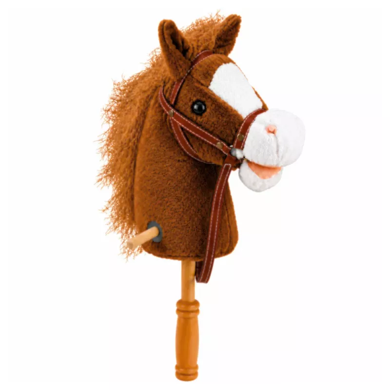 LEAN TOYS Hobby Horse žaislinis arkliukas su šuoliavimo ir žvengimo garsais, rudas, 100 cm