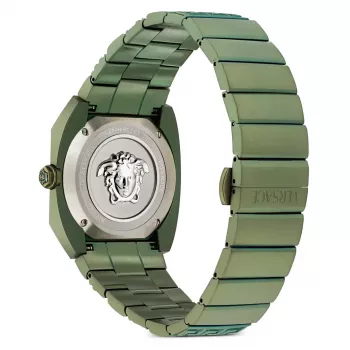 Versace vyriškas VE8F00324 šveicariškas kvarcinis chronografo laikrodis 44mm nerūdijančio plieno juodas ciferblatas