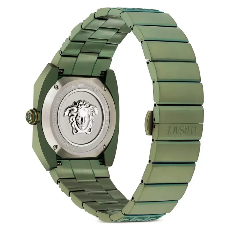 Versace vyriškas VE8F00324 šveicariškas kvarcinis chronografo laikrodis 44mm nerūdijančio plieno juodas ciferblatas