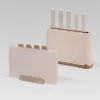 MEO MR-1412-BEIGE MAESTRO Peilių rinkinys su pjaustymo lentelėmis ir stovu, 5 peiliai, 2 lentelės, smėlio spalvos