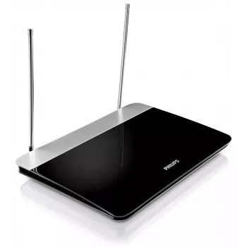 Patalpų TV antena su reguliuojamu stiprinimu, 1,8 m koaksialinis kabelis, 75 omų, 3G/4G filtras, DVB-T/T2, RED atitiktis