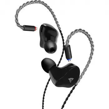 Sharkoon Stealthbite IEM ausinės su nuimamu mikrofonu, USB-C/USB-A/3.5mm, juodos