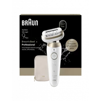 Braun Silk-épil 9 Flex SES9-011 3D epiliatorius, šlapias ir sausas, baltas/auksinis