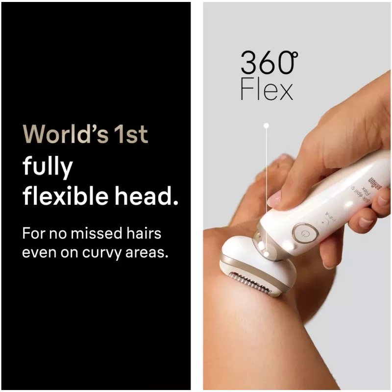 Braun Silk-épil 9 Flex SES9-011 3D epiliatorius, šlapias ir sausas, baltas/auksinis