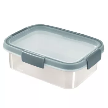 CURVER Smart Eco Fresh stačiakampė maisto laikymo talpa 1L, hermetiška ir nepralaidi, permatoma su žaliais fiksatoriais