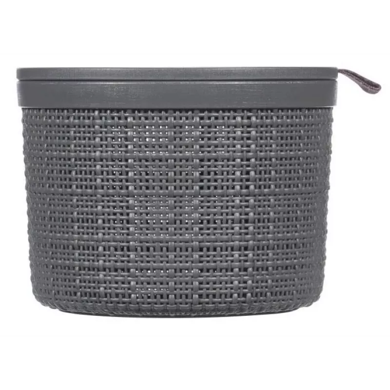 CURVER Pintinė su dangteliu Jute Apvali 2L Ø17x13cm Tamsiai pilka