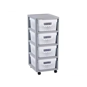 CURVER Infinity 4 skyrių ratukinė dėžė 11L 30x36x69cm pilka/balta
