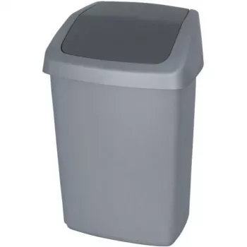 CURVER Deco Bin Swing Top 50L šiukšlių dėžė tamsiai pilka/sidabrinė