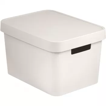 CURVER Infinity Recycled 17L daiktadėžė su dangčiu, balta, 36x27x22 cm, 100% perdirbtas plastikas
