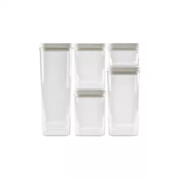 CURVER Sauso maisto laikymo indų rinkinys 0,5L + 2x1,2L + 1,8L + 2,4L Kara permatomas/baltas