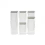 CURVER Sauso maisto laikymo indų rinkinys 0,5L + 2x1,2L + 1,8L + 2,4L Kara permatomas/baltas