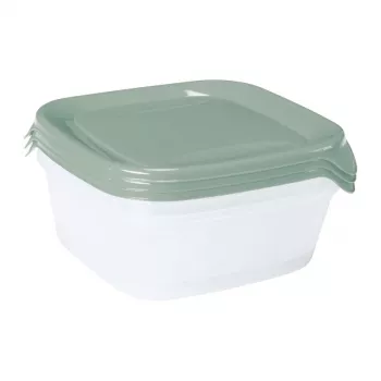 CURVER Fresh&Go kvadratinių maisto produktų laikymo indelių rinkinys 3 x 0,8 L žalias