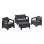 KETER Corfu sodo baldų rinkinys pilkas - 4 vietų sofa, 2 foteliai, kavos staliukas