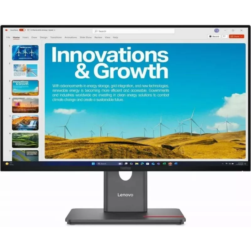 Lenovo ThinkVision P24qD-40 23,8 inch QHD IPS monitorius su USB-C 75W, HDMI, DP, reguliuojamo aukščio, juodas monitorius Lenovo Thinkvision P24QD-40
