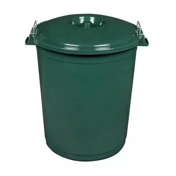 KEEEPER Hugo 70L Mega šiukšlių dėžė, tamsiai žalia, Ø55 x 60,5 cm, apvali, nuimamas dangtis, vidaus/lauko, atspari UV ir šalčiui