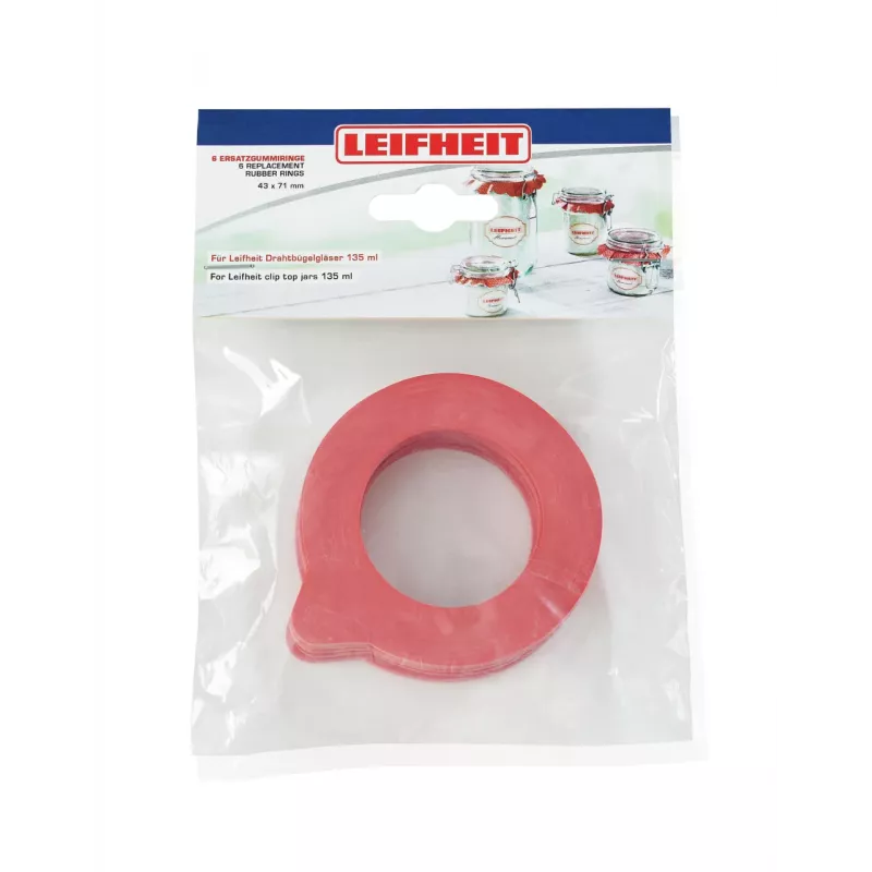 LEIFHEIT pakaitiniai guminiai tarpikliai 6 vnt. 43x71mm sandariems stiklainiams 135ml