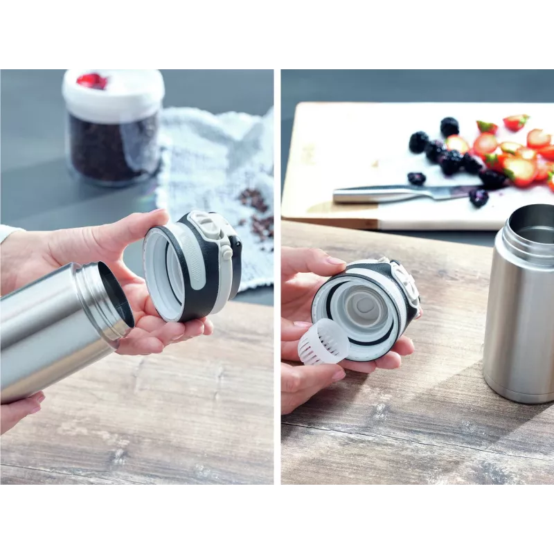 LEIFHEIT Thermo Mug Flip 350 ml sidabrinis