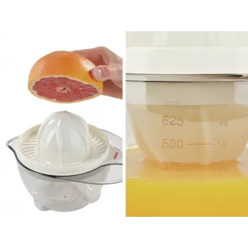 LEIFHEIT rankinė citrusinių vaisių sulčiaspaudė 0,5 l su 2 kūgiais, sieteliu, matavimo skale, neslystančiu pagrindu, tinka plauti indaplovėje